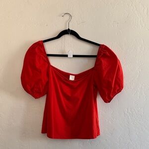 H&M Red Puff Sleeve Blouse